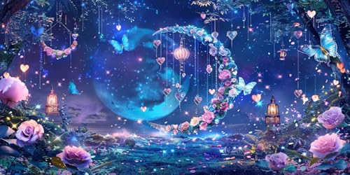 Diamond Painting Erwachsene Groß XXL 10x20cm, 5D Diamond Painting Mond Diamant Paintings Bilder Blume Daiments Paintings Kinder, DIY Mosaik Bastelset Erwachsene, Halloween Deko Wohnzimmer J2-682 von Jinycoon