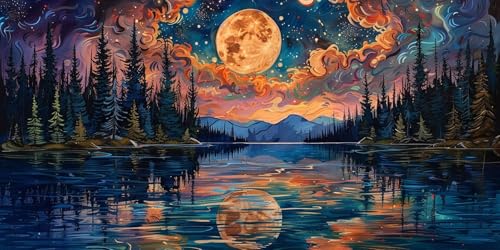Diamond Painting Erwachsene Groß XXL 10x20cm, 5D Diamond Painting Mond Diamant Paintings Bilder Landschaft Daiments Paintings Kinder, DIY Mosaik Bastelset Erwachsene, Halloween Deko Wohnzimmer J2-422 von Jinycoon