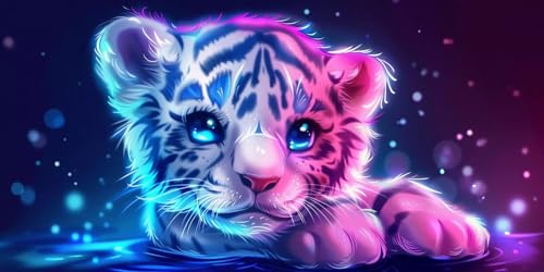 Diamond Painting Erwachsene Groß XXL 10x20cm, 5D Diamond Painting Niedlich Diamant Paintings Bilder Tiger Daiments Paintings Kinder, DIY Mosaik Bastelset Erwachsene, Halloween Deko Wohnzimmer J2-1842 von Jinycoon