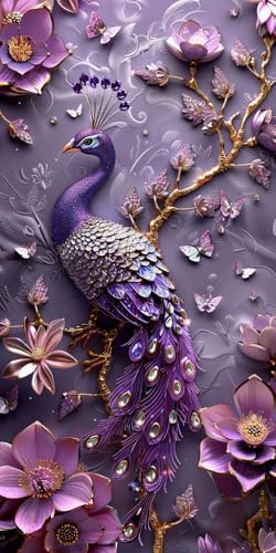 Diamond Painting Erwachsene Groß XXL 10x20cm, 5D Diamond Painting Pfau Diamant Paintings Bilder Blume Daiments Paintings Kinder, DIY Mosaik Bastelset Erwachsene, Halloween Deko Wohnzimmer J2-13922 von Jinycoon
