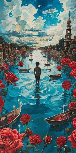 Diamond Painting Erwachsene Groß XXL 30x60cm, 5D Diamond Painting Rose Diamant Paintings Bilder See Daiments Paintings Kinder, DIY Mosaik Bastelset Erwachsene, Halloween Deko Wohnzimmer J2-12143 von Jinycoon