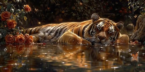 Diamond Painting Erwachsene Groß XXL 40x80cm, 5D Diamond Painting Tiger Diamant Paintings Bilder Rose Daiments Paintings Kinder, DIY Mosaik Bastelset Erwachsene, Halloween Deko Wohnzimmer J2-3544 von Jinycoon