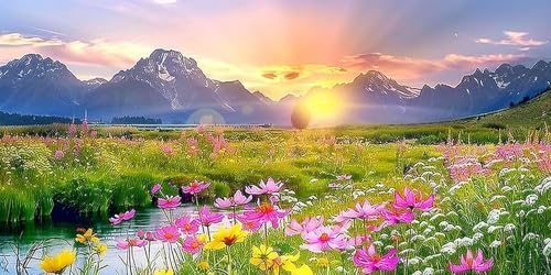 Diamond Painting Erwachsene Groß XXL 50x100cm, 5D Diamond Painting Sonnenaufgang Diamant Paintings Bilder Blume Daiments Paintings Kinder, DIY Bastelset Erwachsene, Halloween Deko Wohnzimmer J2-445 von Jinycoon
