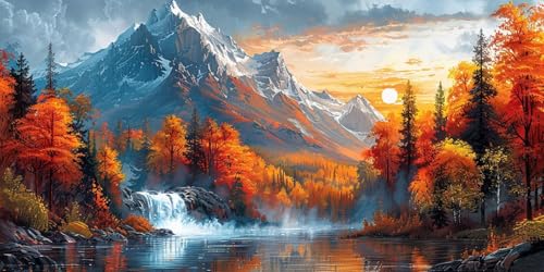 Diamond Painting Erwachsene Groß XXL 60x120cm, 5D Diamond Painting Berg Diamant Paintings Bilder Baum Daiments Paintings Kinder, DIY Mosaik Bastelset Erwachsene, Halloween Deko Wohnzimmer J2-3706 von Jinycoon
