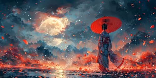 Diamond Painting Erwachsene Groß XXL 60x120cm, 5D Diamond Painting Japan Diamant Paintings Bilder Frau Daiments Paintings Kinder, DIY Mosaik Bastelset Erwachsene, Halloween Deko Wohnzimmer J2-3646 von Jinycoon