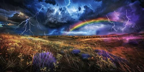 Diamond Painting Erwachsene Groß XXL 70x140cm, 5D Diamond Painting Landschaft Diamant Paintings Bilder Regenbogen Daiments Paintings Kinder, DIY Bastelset Erwachsene, Halloween Deko Wohnzimmer J2-327 von Jinycoon