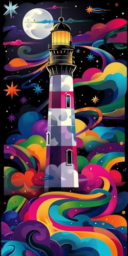 Diamond Painting Erwachsene Groß XXL 80x160cm, 5D Diamond Painting Abstrakt Diamant Paintings Bilder Leuchtturm Daiments Paintings Kinder, DIY Bastelset Erwachsene, Halloween Deko Wohnzimmer J2-14348 von Jinycoon