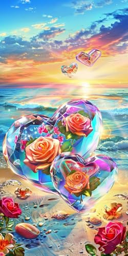 Diamond Painting Herz Diamant Painting Bilder Erwachsene Rose Diamond Paintings Set, 5D Daiments Paintings Kinder, DIY Diamant Kunst Malerei Stickerei Basteln Mädchen, Zimmer Deko 90x180cm J2-13739 von Jinycoon