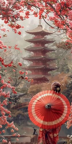 Diamond Painting Japan Diamant Painting Bilder Erwachsene Frau Diamond Paintings Set, 5D Daiments Paintings Kinder, DIY Diamant Kunst Malerei Stickerei Basteln Mädchen, Zimmer Deko 100x200cm J2-14260 von Jinycoon
