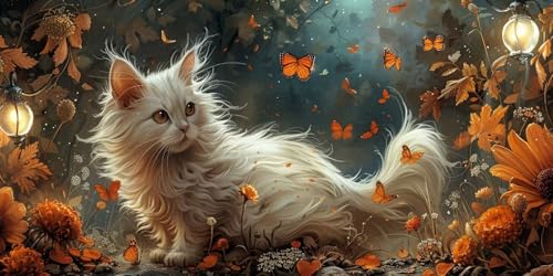 Diamond Painting Katze Diamant Painting Bilder Erwachsene Schmetterling Diamond Paintings Set,5D Daiments Paintings Kinder,DIY Diamant Malerei Stickerei Basteln Mädchen,Zimmer Deko 100x200cm J2-7400 von Jinycoon