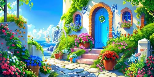 Diamond Painting Kleine Stadt Diamant Painting Bilder Erwachsene Blume Diamond Paintings Set, 5D Daiments Paintings Kinder, DIY Diamant Malerei Stickerei Basteln Mädchen, Zimmer Deko 40x80cm J2-3614 von Jinycoon