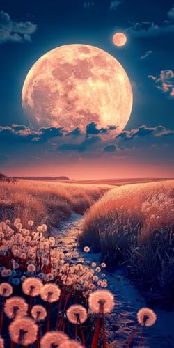 Diamond Painting Löwenzahn Diamant Painting Bilder Erwachsene Mond Diamond Paintings Set,5D Daiments Paintings Kinder,DIY Diamant Kunst Malerei Stickerei Basteln Mädchen,Zimmer Deko 70x140cm J2-14277 von Jinycoon