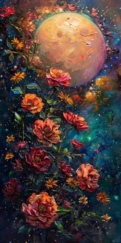 Diamond Painting Mond Diamant Painting Bilder Erwachsene Blume Diamond Paintings Set, 5D Daiments Paintings Kinder, DIY Diamant Kunst Malerei Stickerei Basteln Mädchen, Zimmer Deko 10x20cm J2-14232 von Jinycoon