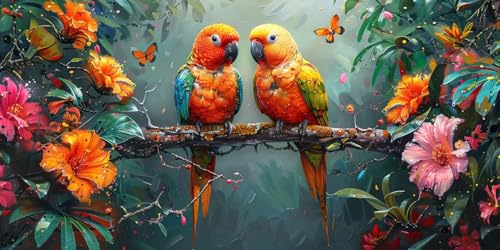 Diamond Painting Papagei Diamant Painting Bilder Erwachsene Blume Diamond Paintings Set, 5D Daiments Paintings Kinder, DIY Diamant Kunst Malerei Stickerei Basteln Mädchen, Zimmer Deko 90x180cm J2-1639 von Jinycoon