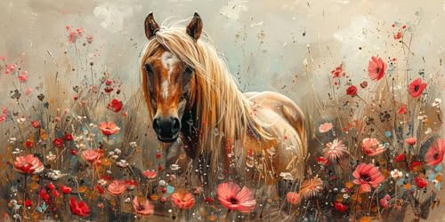Diamond Painting Pferd Diamant Painting Bilder Erwachsene Blumen Diamond Paintings Set, 5D Daiments Paintings Kinder, DIY Diamant Kunst Malerei Stickerei Basteln Mädchen, Zimmer Deko 40x80cm J2-3434 von Jinycoon