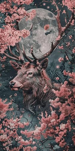 Diamond Painting Reh Diamant Painting Bilder Erwachsene Mond Diamond Paintings Set, 5D Daiments Paintings Kinder, DIY Diamant Kunst Malerei Stickerei Basteln Mädchen, Zimmer Deko 100x200cm J2-13520 von Jinycoon