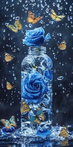 Diamond Painting Rose Diamant Painting Bilder Erwachsene Schmetterling Diamond Paintings Set, 5D Daiments Paintings Kinder, DIY Diamant Malerei Stickerei Basteln Mädchen, Zimmer Deko 80x160cm J2-14118 von Jinycoon