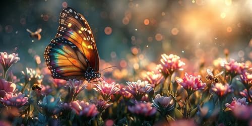Diamond Painting Schmetterling Diamant Painting Bilder Erwachsene Chrysantheme Diamond Paintings Set, 5D Daiments Paintings Kinder, DIY Diamant Malerei Stickerei Basteln, Zimmer Deko 60x120cm J2-3456 von Jinycoon