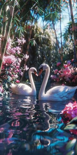 Diamond Painting Schwan Diamant Painting Bilder Erwachsene Blume Diamond Paintings Set, 5D Daiments Paintings Kinder, DIY Diamant Kunst Malerei Stickerei Basteln Mädchen, Zimmer Deko 10x20cm J2-13872 von Jinycoon