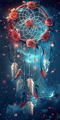Diamond Painting Traumfänger Diamant Painting Bilder Erwachsene Rose Diamond Paintings Set, 5D Daiments Paintings Kinder, DIY Diamant Malerei Stickerei Basteln Mädchen, Zimmer Deko 70x140cm J2-14217 von Jinycoon