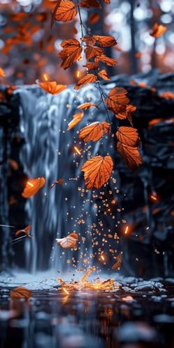 Diamond Painting Wasserfall Diamant Painting Bilder Erwachsene Ahornblatt Diamond Paintings Set,5D Daiments Paintings Kinder,DIY Diamant Malerei Stickerei Basteln Mädchen,Zimmer Deko 80x160cm J2-13818 von Jinycoon