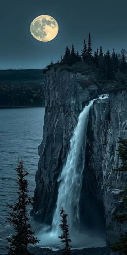 Diamond Painting Wasserfall Diamant Painting Bilder Erwachsene Mond Diamond Paintings Set, 5D Daiments Paintings Kinder, DIY Diamant Malerei Stickerei Basteln Mädchen, Zimmer Deko 100x200cm J2-13680 von Jinycoon