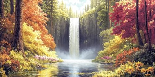 Diamond Painting Wasserfall Diamant Painting Bilder Erwachsene Wald Diamond Paintings Set,5D Daiments Paintings Kinder,DIY Diamant Kunst Malerei Stickerei Basteln Mädchen,Zimmer Deko 70x140cm J2-11197 von Jinycoon