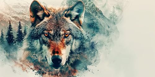 Diamond Painting Wolf Diamant Painting Bilder Erwachsene Baum Diamond Paintings Set,5D Daiments Paintings Kinder,DIY Diamant Kunst Malerei Stickerei Basteln Mädchen,Zimmer Deko Geschenk 60x120cm J2-56 von Jinycoon