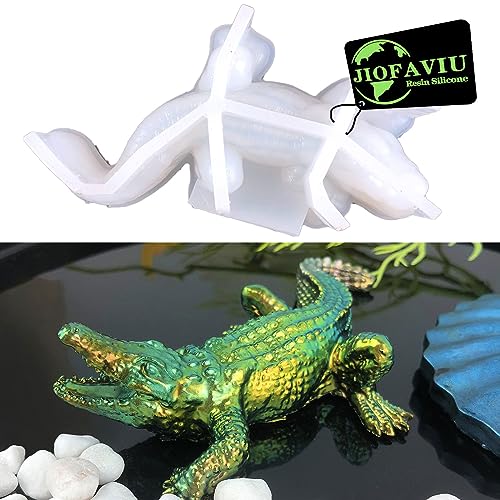 JIOFAVIU Krokodilharz-Form, Silikon, 12,6 cm, Silikonform für Epoxidharz und UV-Harz, einzigartige Tierharzform (3D-Krokodil-Form) von Jiofaviu
