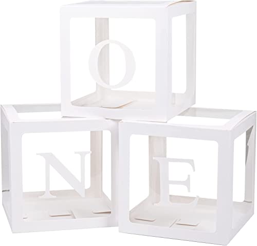 1. Geburtstag Dekoration für Jungen Mädchen, Jiosdo 3Pcs Transparente Geburtstag Ballon Boxen mit Buchstaben 'ONE', Ballonbox 1. Geburtstag, One Boxen Geburtstag, Erster Geburtstag Hintergrund Deko 1. Geburtstag Dekoration für Jungen Mädchen, Jiosdo 3Pcs Transparente Geburtstag Ballon Boxen mit Buchstaben 'ONE', Ballonbox 1. Geburtstag, One Boxen Geburtstag, Erster Geburtstag Hintergrund Deko von Jiosdo
