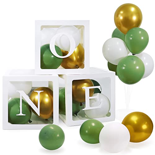 Party Dekoration für Jungen Mädchen, Jiosdo Ballon 'ONE' Boxen mit 24 Luftballon für Babyparty Geburtstagsdeko 1 jahr, Erster Geburtstag Hintergrund von Jiosdo