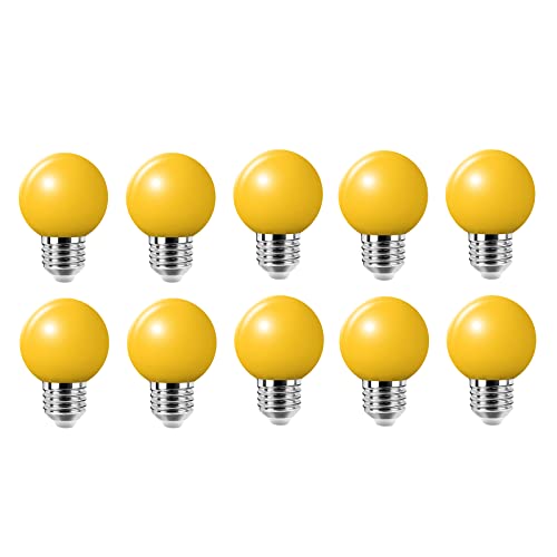 Jiotouhu 10er E27 Farbige Glühbirne, 2W G45 Farbige Glühbirnen, Globe Lichterkette bunt, Innen- Außen Lichterkette glühbirne, Weihnachtsbeleuchtung für Weihnachten Hochzeit Party Weihnachtsbaum, Gelb Jiotouhu 10er E27 Farbige Glühbirne, 2W G45 Farbige Glühbirnen, Globe Lichterkette bunt, Innen- Außen Lichterkette glühbirne, Weihnachtsbeleuchtung für Weihnachten Hochzeit Party Weihnachtsbaum, Gelb von Jiotouhu