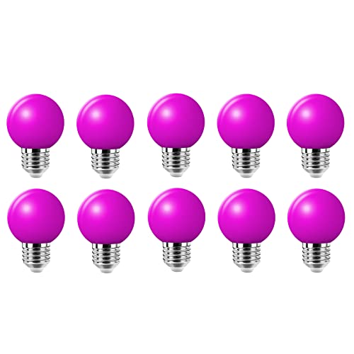 10er E27 Farbige Glühbirne, 2W G45 Farbige Glühbirnen, Globe Lichterkette bunt, Innen- Außen Lichterkette glühbirne, Weihnachtsbeleuchtung für Weihnachten Hochzeit Party Weihnachtsbaum, Violett von Jiotouhu