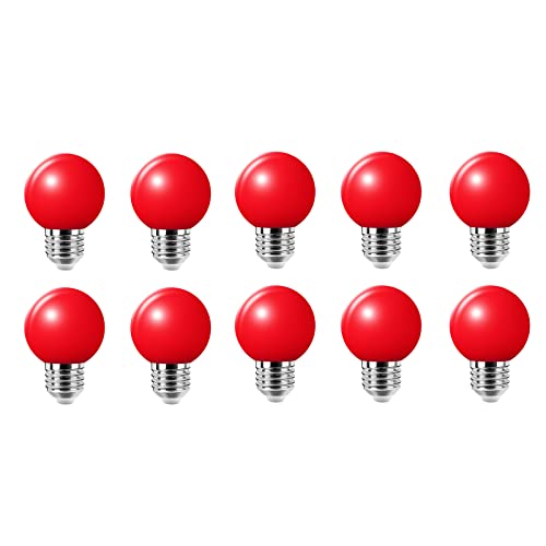 Jiotouhu 10er E27 Farbige Glühbirne, 2W G45 Farbige Glühbirnen, Globe Lichterkette bunt, Innen- Außen Lichterkette glühbirne, Weihnachtsbeleuchtung für Weihnachten Hochzeit Party Weihnachtsbaum, Rot Jiotouhu 10er E27 Farbige Glühbirne, 2W G45 Farbige Glühbirnen, Globe Lichterkette bunt, Innen- Außen Lichterkette glühbirne, Weihnachtsbeleuchtung für Weihnachten Hochzeit Party Weihnachtsbaum, Rot von Jiotouhu