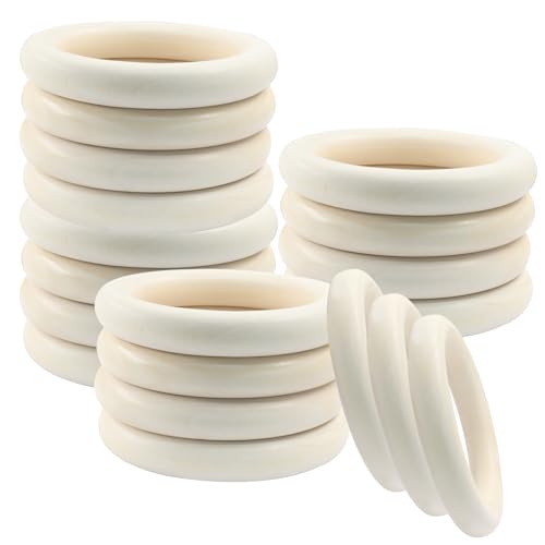Jiozermi Unlackierte Holzringe zum Basteln, Holzringe, Massivholz, Bastelzubehör für DIY-Projekte, Makramee, Schmuckherstellung, kreatives handgefertigtes Zubehör und Traumfänger, 30 Stück von Jiozermi