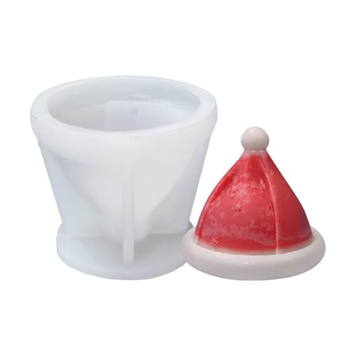 3D-Weihnachtsmütze, Kerzen, Seifen, Eisschokolade, DIY-Dekorationen für Weihnachten, Hochzeiten, Tischdekorationen, Mittelstück (Weiß, 8,8 x 7,5 cm) von Jipersuo
