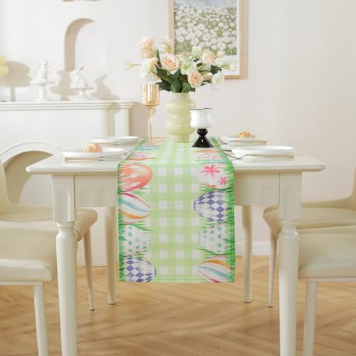 Frühlingsfest Dekoration Tisch Häschen Hase Ei Muster Tisch Deko Tischbanner Bunny und Ei Thema Geschirr (G,B) von Jipersuo