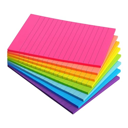 Linierte Haftnotizen, 10,2 x 15,2 cm, bunt, super haftend, 6 Blöcke/Packung, 45 Blatt/Block, Haftnotizen (Einheitsgröße) von Jipersuo