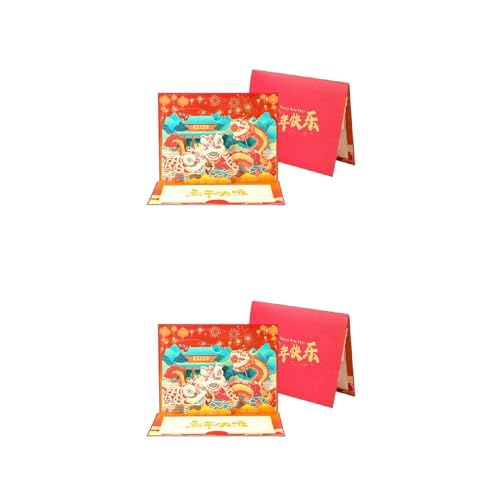 Exquisite 3D-Einladungskarte Happy New Year Grußkarten Kreative 3D-Popup-Karte mit Umschlag für Freunde Verwandte Feierkarten von Jiqoe