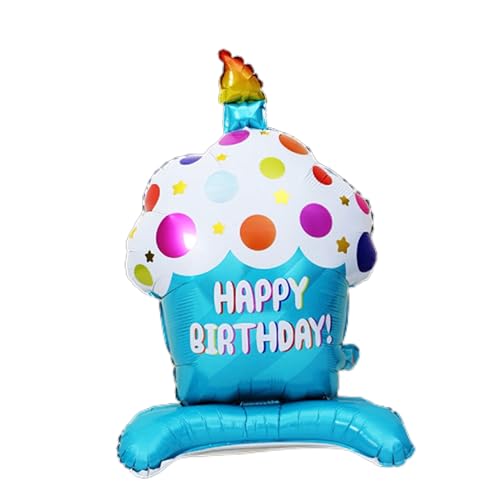 Happy Birthday Aluminiumfolienballon, stehender Sockel, Cupcake-Aluminiumfolienballon für Geburtstag, Babyparty, Jahrestag, Babyparty, Dekoration von Jiqoe