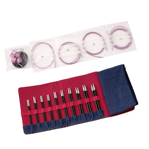 Jiqoe 10 Paar austauschbare Rundstricknadel-Set aus Holz mit Zubehör, Lederetui zum Stricken, 3,0 mm - 6,5 mm Jiqoe 10 Paar austauschbare Rundstricknadel-Set aus Holz mit Zubehör, Lederetui zum Stricken, 3,0 mm - 6,5 mm von Jiqoe