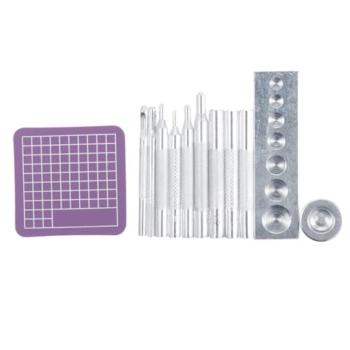 Jiqoe 12-teiliges Leder-Lochstanz-Set mit Basis und Schneidematte, hohles Stanzwerkzeug, Lederlochstanzer, Schneider Jiqoe 12-teiliges Leder-Lochstanz-Set mit Basis und Schneidematte, hohles Stanzwerkzeug, Lederlochstanzer, Schneider von Jiqoe