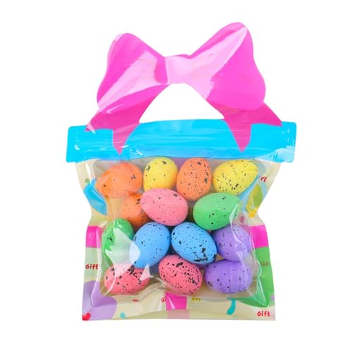 Jiqoe 18 farbige gesprenkelte Eier, kleine bunte Schaumstoff-Eier, Party-Tischaufsätze für Heimdekoration und Korbfüller Jiqoe 18 farbige gesprenkelte Eier, kleine bunte Schaumstoff-Eier, Party-Tischaufsätze für Heimdekoration und Korbfüller von Jiqoe