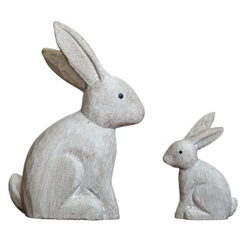 Jiqoe 2 Stück Osterhasen Holzfiguren Statue Hasen Skulptur für Zuhause Büro Tischregal dekorative Ornamente Jiqoe 2 Stück Osterhasen Holzfiguren Statue Hasen Skulptur für Zuhause Büro Tischregal dekorative Ornamente von Jiqoe