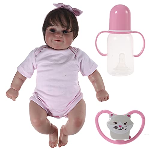 Jiqoe 20" Realistische Baby Reborns Zum Lächeln Mit Stoff Baby Puppen Kleidung Für Silikon Ganzkörper Augen Geschlossen Realistisch von Jiqoe