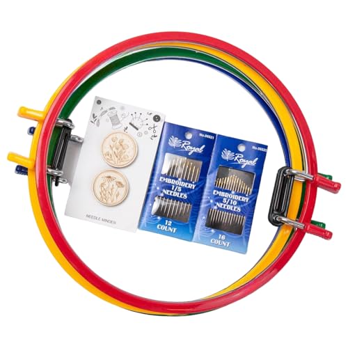 Jiqoe 4 x runder Stickrahmen mit Federclip, verstellbarer Nährahmen für Näharbeiten und Stickprojekte Jiqoe 4 x runder Stickrahmen mit Federclip, verstellbarer Nährahmen für Näharbeiten und Stickprojekte von Jiqoe