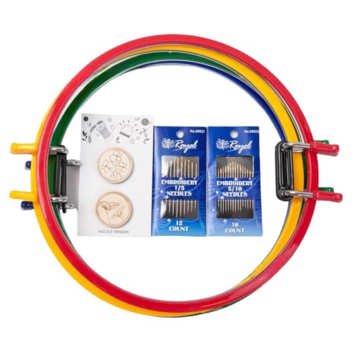 Jiqoe 4 x runder Stickrahmen mit Federclip, verstellbarer Nährahmen für Näharbeiten und Stickprojekte Jiqoe 4 x runder Stickrahmen mit Federclip, verstellbarer Nährahmen für Näharbeiten und Stickprojekte von Jiqoe