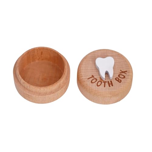 Jiqoe Aufbewahrungsbox für Laubzähne für Kinder, Holz, Souvenir, Organizer, Halter für Baby-Zahnerinnerungen und Säuglingswachstum von Jiqoe