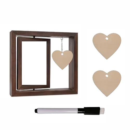 Jiqoe Bilderrahmen, doppelseitig, drehbar, Holz, mit personalisierbarem Herzanhänger, Fotorahmen für Paare, Freunde Jiqoe Bilderrahmen, doppelseitig, drehbar, Holz, mit personalisierbarem Herzanhänger, Fotorahmen für Paare, Freunde von Jiqoe