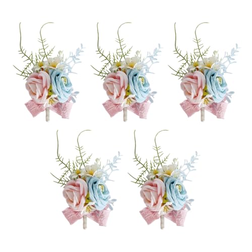 Jiqoe Elegante Hochzeits-Boutonniere für Braut und Bräutigam, bunte Blumen, Anstecknadeln, handgefertigt, Party-Accessoire, 5 Stück Jiqoe Elegante Hochzeits-Boutonniere für Braut und Bräutigam, bunte Blumen, Anstecknadeln, handgefertigt, Party-Accessoire, 5 Stück von Jiqoe
